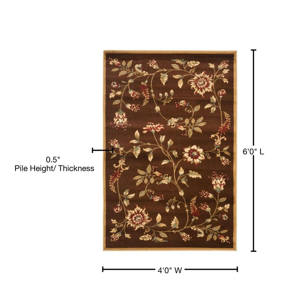 Elegant Blue Floral Hand-Knotted 4' x 6' Synthetic Area Rug