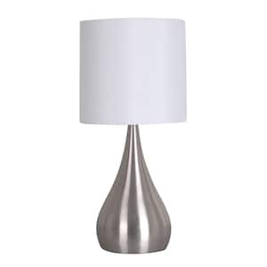 18 in. Silver Teardrop Accent Lamp with White Shade