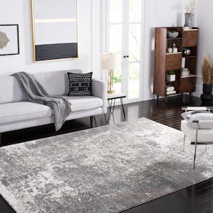 Aston Gray/Ivory 7 ft. x 7 ft. Distressed Abstract Square Area Rug