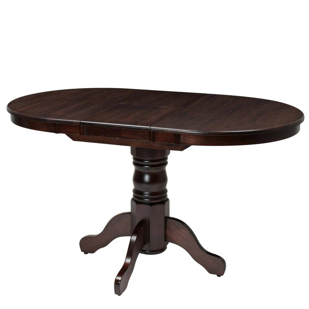 Cappuccino Stained Oval Extendable Dining Table with Pedestal Base