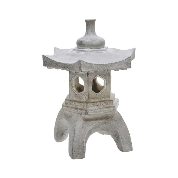 Benjara Gray Temple Shape Polyresin Frame Lighthouse Sculpture