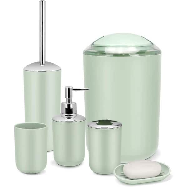 Whole Housewares Shiny Green Decorative Glass Bathroom Sets Accessories  Set, 4-Piece