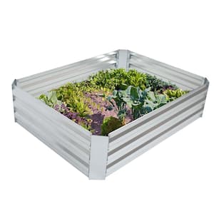 35.25 in. x 46.25 in. x 12.5 in. Galvanized Steel Rectangle-Shaped Raised Garden Bed Silver