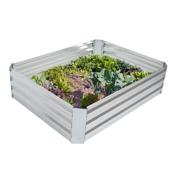 35.25 in. x 46.25 in. x 12.5 in. Galvanized Steel Rectangle-Shaped Raised Garden Bed Silver