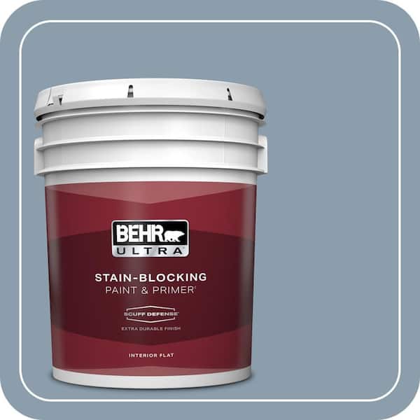 BEHR ULTRA 5 gal. #ICC-65 Relaxing Blue Extra Durable Flat Interior Paint & Primer