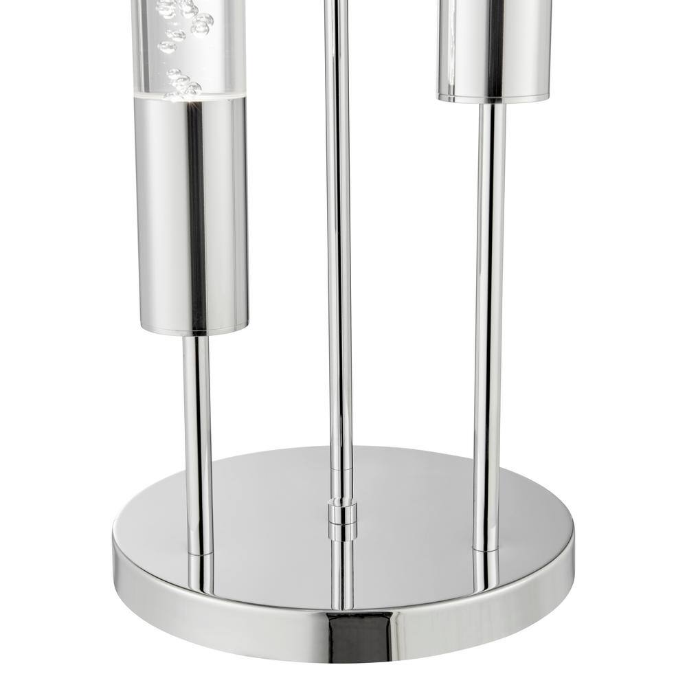 Modern Silver Acrylic Tube Table Lamp Set with Chrome Finish