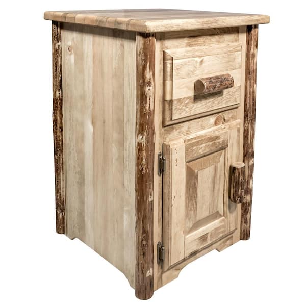 MONTANA WOODWORKS Glacier Country Collection 30 in. Brown End Table with Drawer and Door,