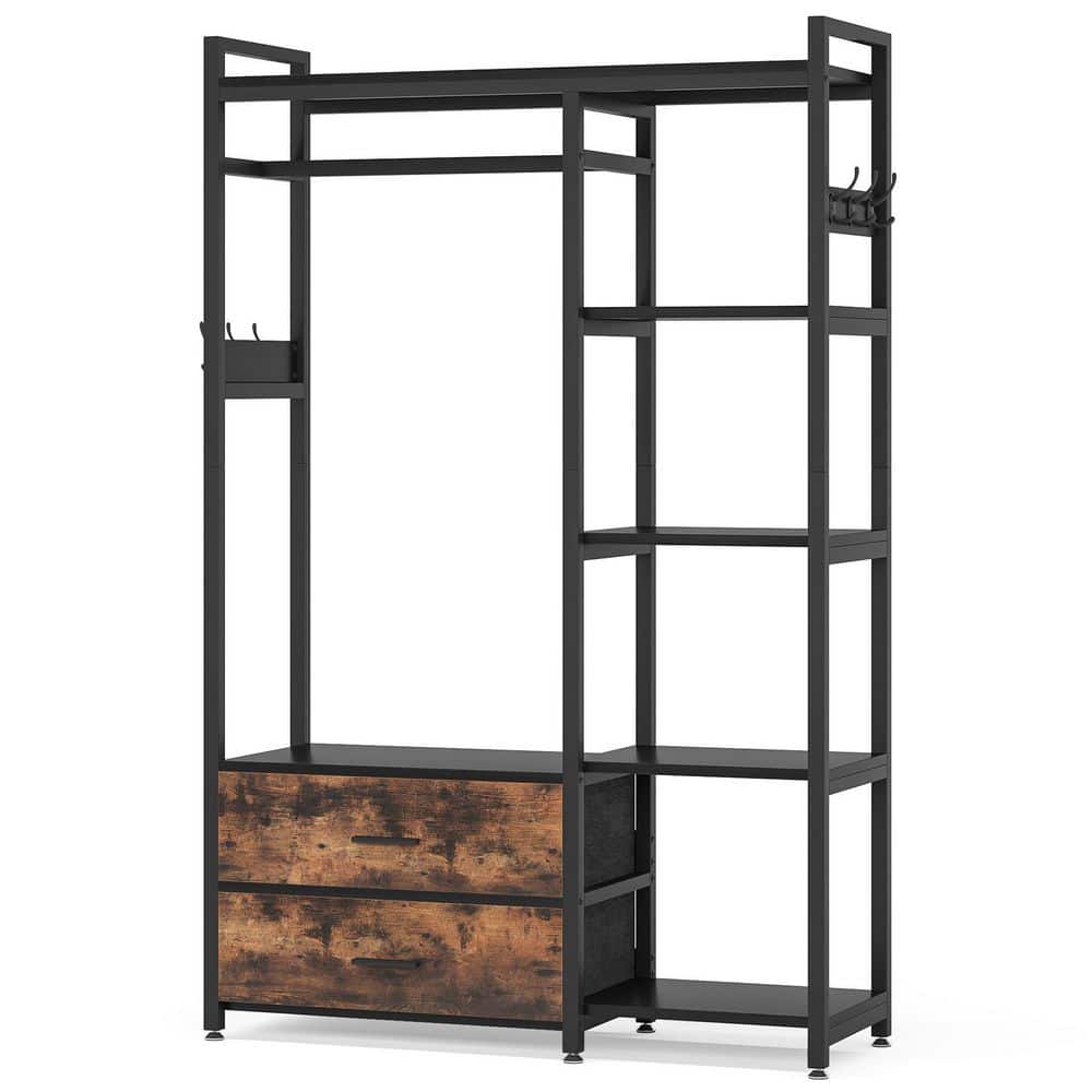 BYBLIGHT Carmalita Black Closet Organizer, Clothes Rack with Drawers