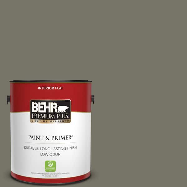 BEHR PREMIUM PLUS 1 gal. #BXC-44 Pepper Mill Flat Low Odor Interior Paint & Primer