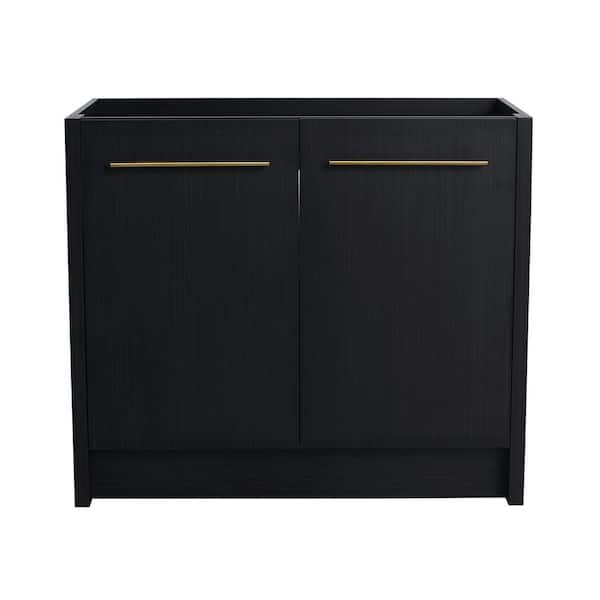 35.06 in. Bath Vanity Cabinet without Top in Black Chestnut Unassembled