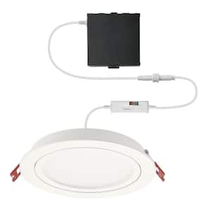 Ultra Directional Integrated LED 6 in Round Adj Color Temp Canless Recessed Light for Kitchen Bath Living rooms, White