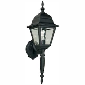 Hampton Bay 19.75 in. Black 1-Light Outdoor Line Voltage Wall Sconce with No Bulb Included