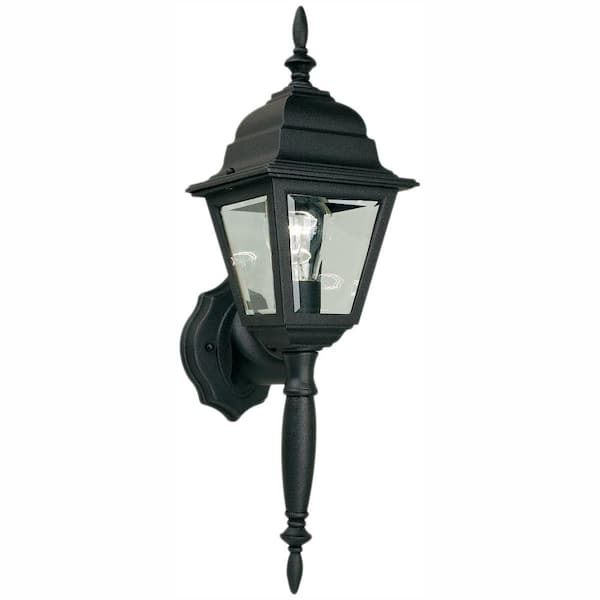 Hampton Bay Hampton Bay 19.75 in. Black 1-Light Outdoor Line Voltage Wall Sconce with No Bulb Included