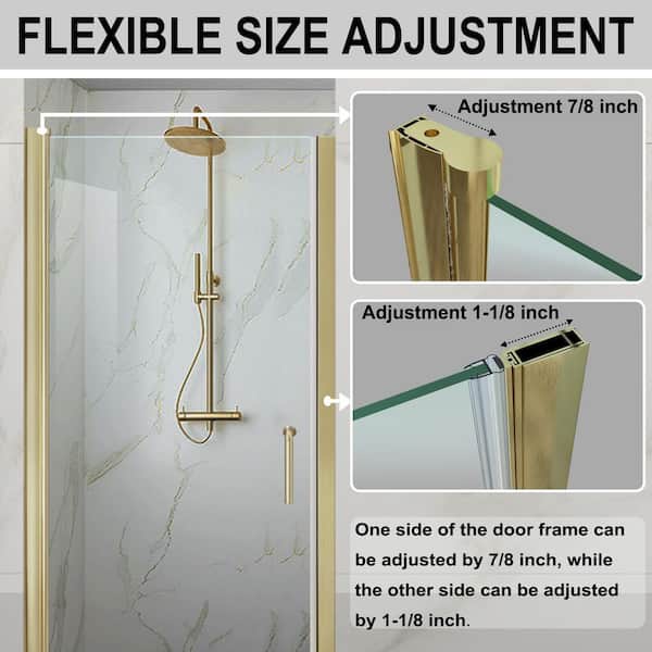 Lonni 34-35.9 in.W x 72 in. H Pivot Swing Frameless Shower Door