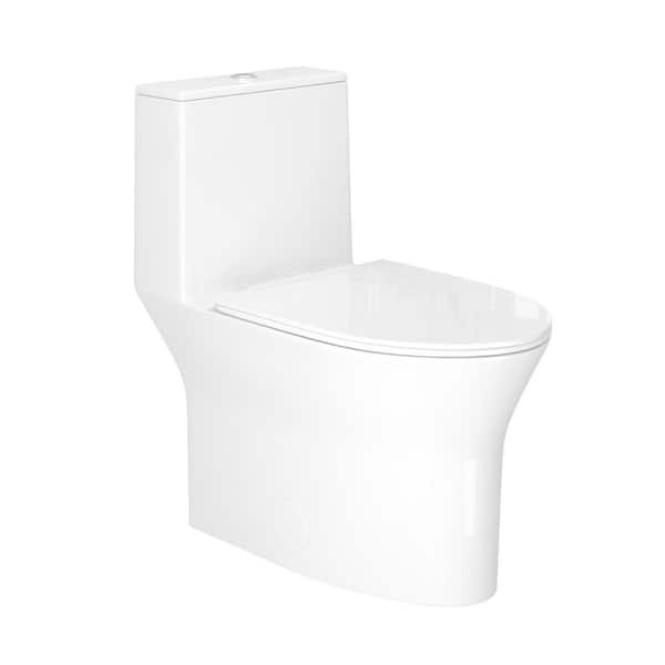 1-Piece 1.1/1.6 GPF 360° Dual Flush Comfortable Height Elongated Toilet in White 12 in. Rough-In, Seat Included