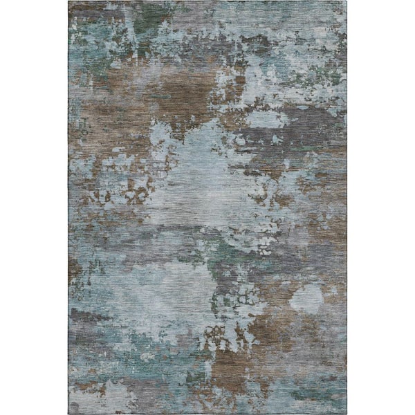 Mayfield Premium Machine Washable Abstract AMF2067 Brown 5 ft. x 7 ft. 6 in. Area Rug