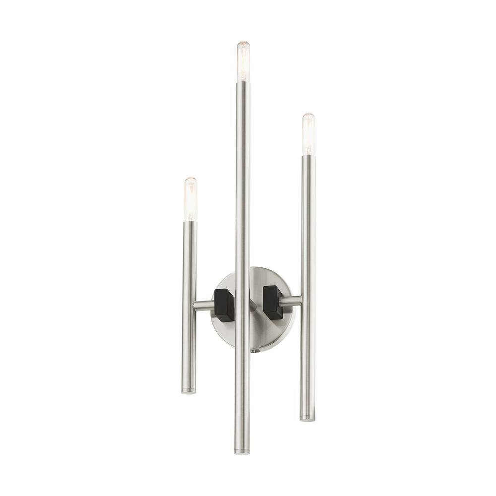 Scandinavian Brushed Nickel 3-Light Direct Wired Sconce