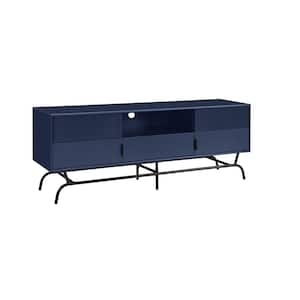 Yaztra Blue TV Stand Fits TV's up to 65 in. with 3-Drawers