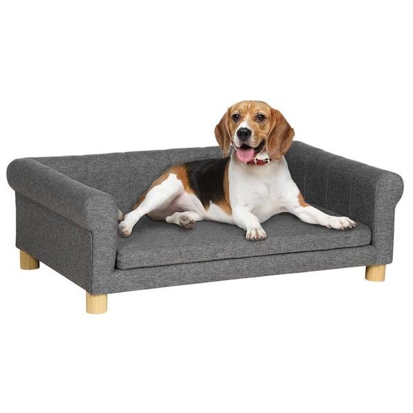 Tatayosi Dark Gray Dog Couch Bed Elevated Pet Sofa with Removable Seat Cushion for Medium to Large Dogs or Cats