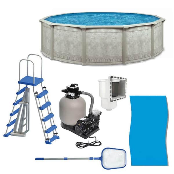 AQUARIAN 21 ft. x 21 ft. Round 52 in. D Metal Frame Pool Set