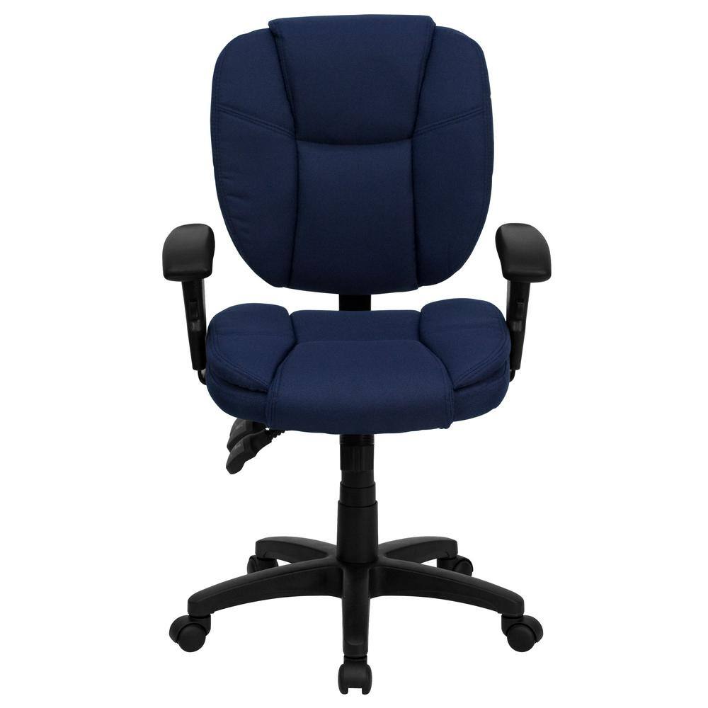 Navy Blue Fabric Mid-Back Ergonomic Task Chair with Adjustable Arms