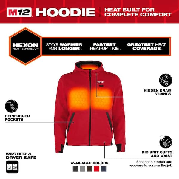Men's 2X-Large M12 12-Volt Lithium Ion Cordless Red Heated Hooded Jacket (Jacket and Battery Holder Only)
