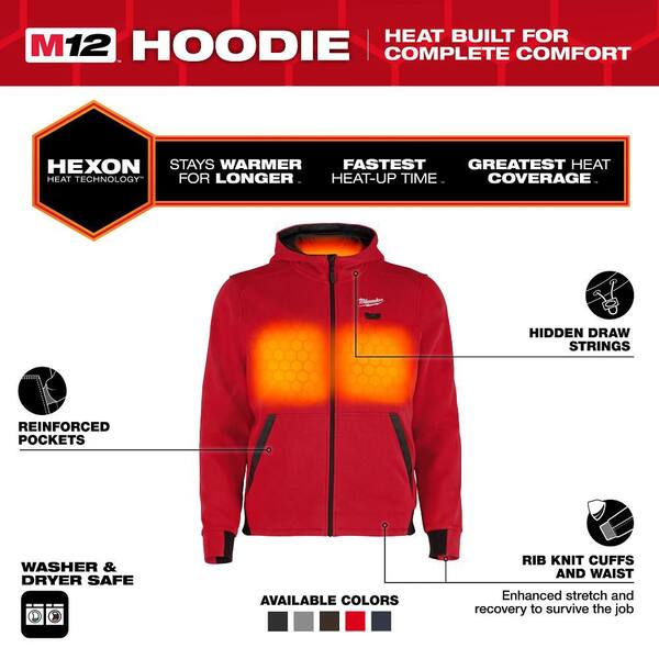Milwaukee Men's Large M12 12-Volt Lithium Ion Cordless Red Heated