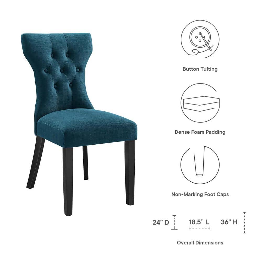 Azure Elegance High-Back Upholstered Wood Side Chair