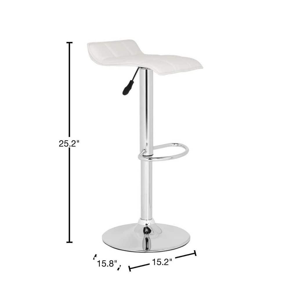 Lamita White Adjustable Swivel Bar Stool with Chrome Base