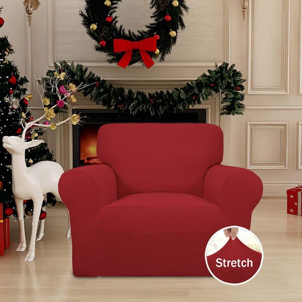 Retro Sofa Slipcover Christmas Coffee Red Woven Plaid Non - Temu