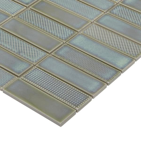 Stacked Blue Mix 11.6 in. x 12.3 in. Glazed Recycled Glass Handmade Kit Kat Finger Wall Mosaic Tile (5 sq. ft./Case)