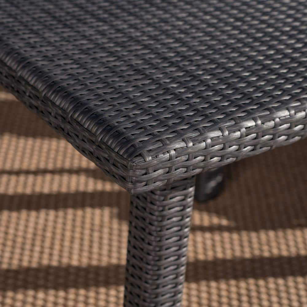 Gray Wicker and Iron Square Outdoor Dining Table