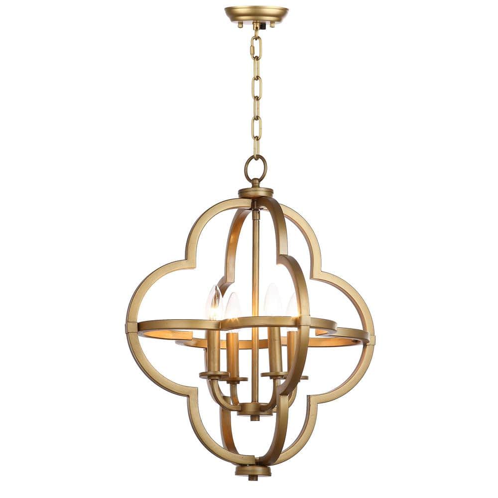 Gold Quatrefoil Globe Ceiling Mount Chandelier