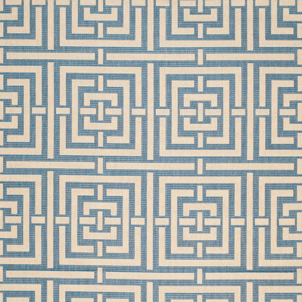 Chic Blue/Bone Geometric 9' x 12' Indoor/Outdoor Synthetic Area Rug
