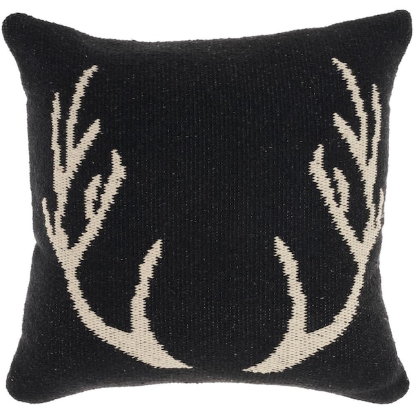 Mina Victory Lifestyles Black Removable Cover 18 in. x 18 in. Throw Pillow