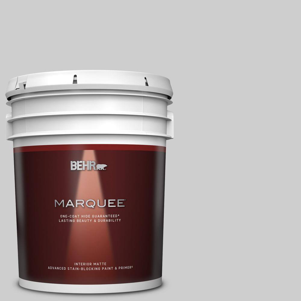 Behr Marquee 5 Gal 770e 2 Silver Screen Color Matte Interior Paint Primer 145005 The Home Depot
