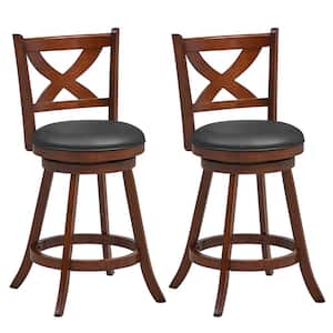 24 in. Bar Stools Classic Counter Height Swivel Chairs for Kitchen Pub (Set of 2)