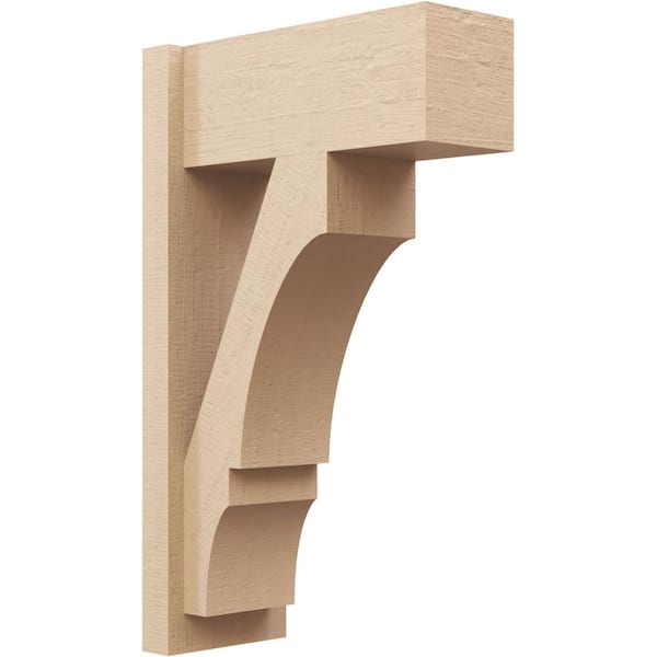 Ekena Millwork 8 in. x 30 in. x 18 in. Balboa Block Rough Cedar Woodgrain Timberthane Polyurethane Outlooker, Primed Tan