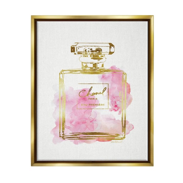 Glam Perfume Bottle Gold Pink by Amanda Greenwood Floater Frame Culture  Wall Art Print 25 in. x 31 in.