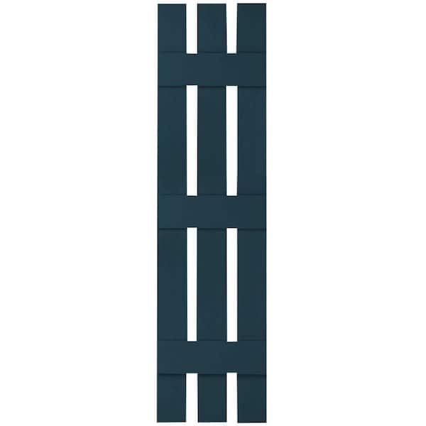 Ekena Millwork 12 in. x 90 in. Lifetime Vinyl Custom Three Board Spaced Board and Batten Shutters Pair Midnight Blue