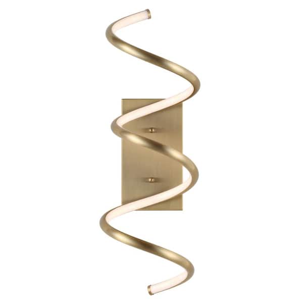 Scribble 7 in. Gold Modern Metal Integrated LED Vanity Light Sconce