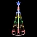 48 in. Christmas Multi-Color LED Animated Lightshow Cone Tree with 154 Lights and Star Topper