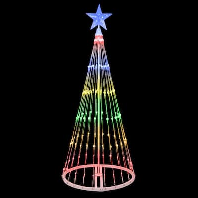 48 in. Christmas Multi-Color LED Animated Lightshow Cone Tree with 154 Lights and Star Topper