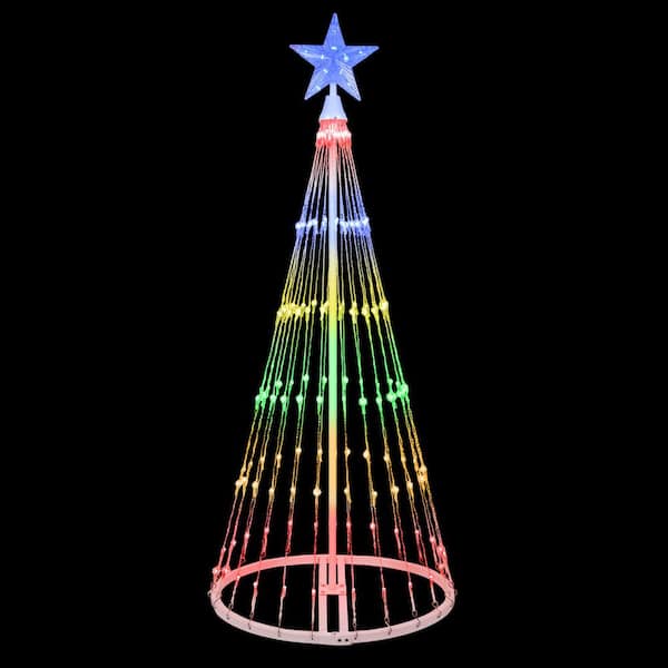 Kringle Traditions 48 in. Christmas Multi-Color LED Animated Lightshow Cone Tree with 154 Lights and Star Topper