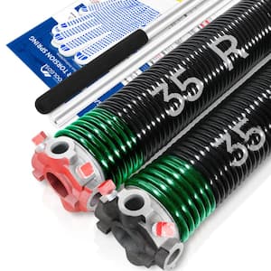 0.243 in. Wire x 2 in. x 35 in. L Electrophoresis Garage Door Torsion Springs in Green Left and Right with Winding Bars