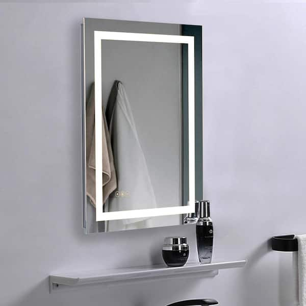 Kinwell 24 In W X 36 In H Single Frameless Led Lighted Bathroom Wall Mounted Mirror Mem003 The Home Depot