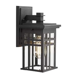 16.4 in. Black Outdoor Hardwired Wall Lantern Sconce with No Bulbs Included for Patio House