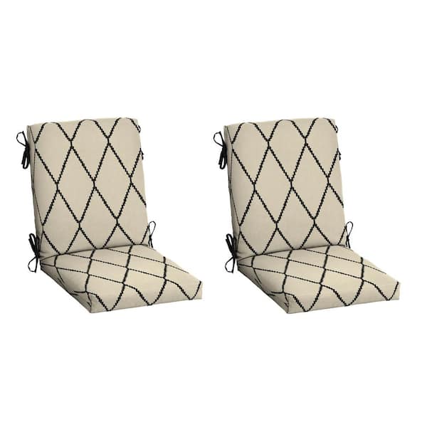 Outdoor Dining Chair Cushion 2 Pack 20 x 20 Rain-Proof Fade Resistant Tan Diamond Trellis