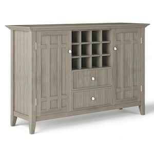 Bedford Solid Wood 54 in. Wide Transitional Sideboard Buffet and Wine Rack in Distressed Grey
