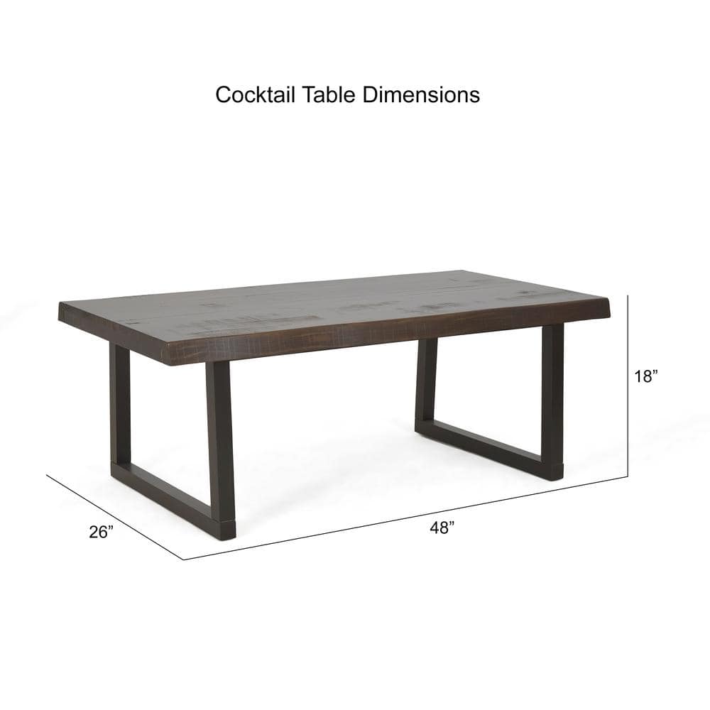 Transitional Cherry and Ebony Wood Rectangular Cocktail Table